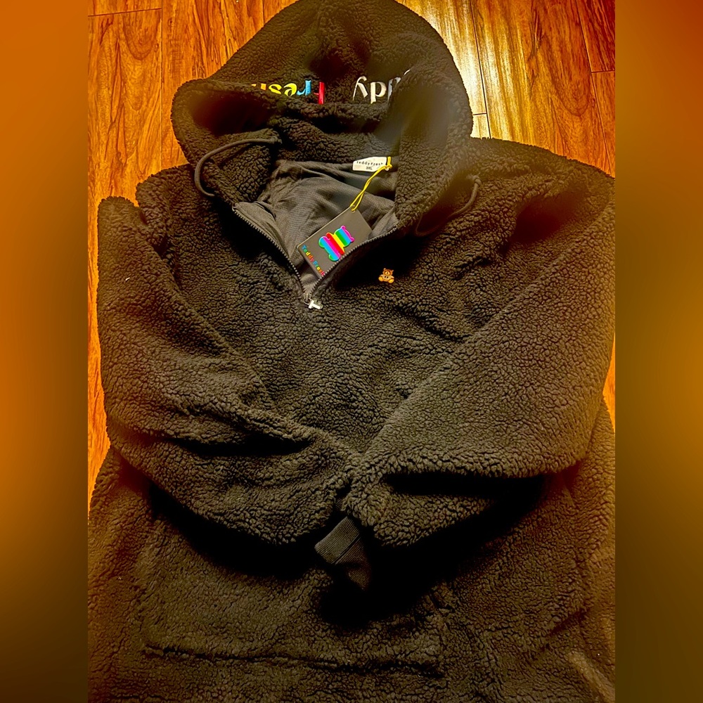Teddy Fresh NWT Half Zip Sherpa Black